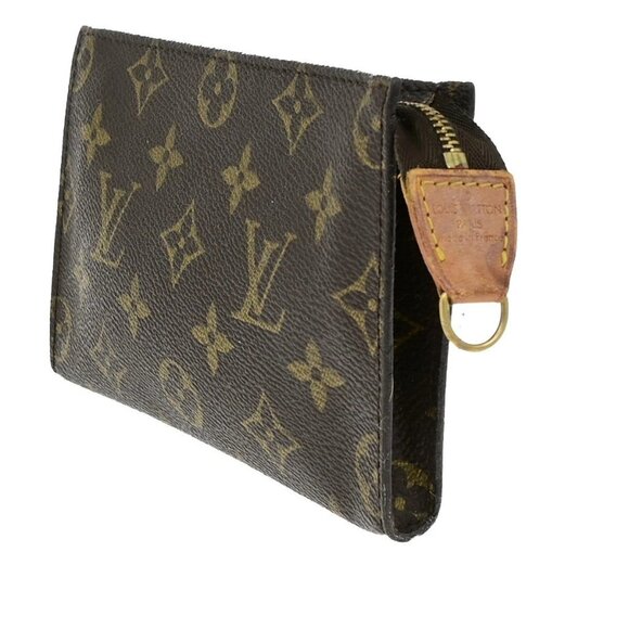 LOUIS VUITTON Logo BUCKET PM Pouch Bag Monogram Leather Brown France 60EE072 - Picture 13 of 13